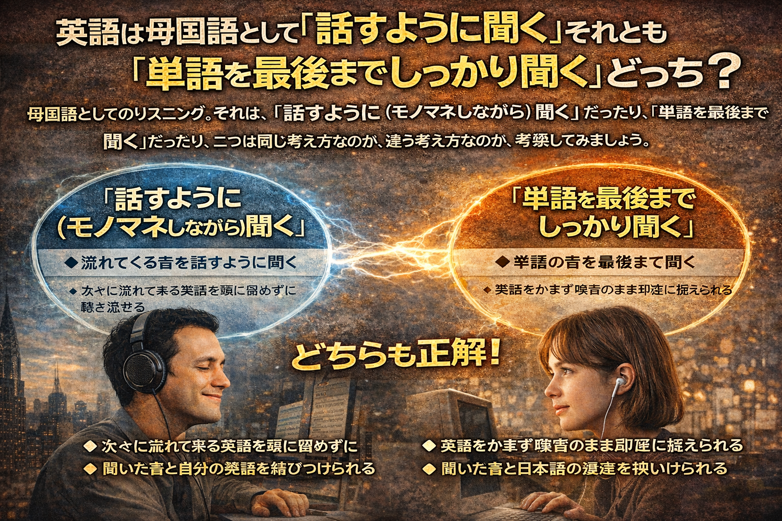英語は母国語として「話すように聞く」それとも「単語を最後までしっかり聞く」どっち？