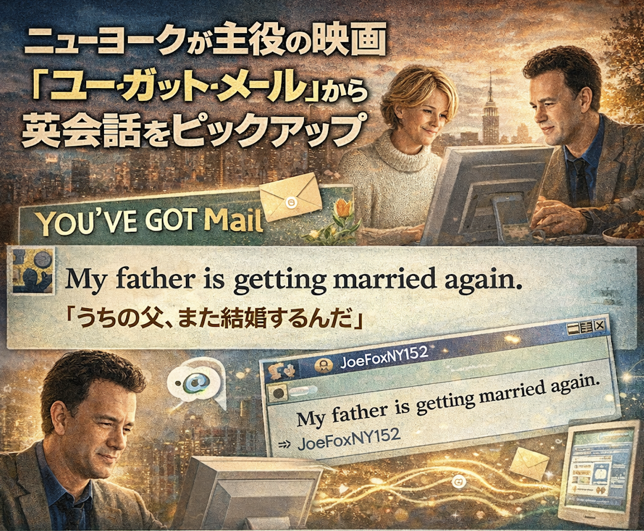 NYが主役の映画『ユーガットメール』から英会話をピックアップ