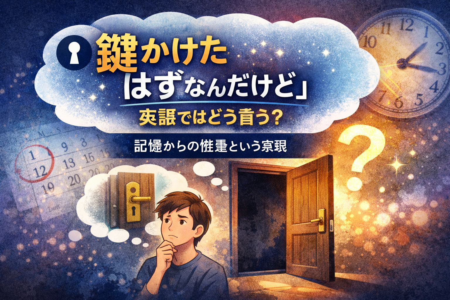 「鍵かけたはずなんだけど」英語ではどう言う？ ― 記憶からの推量という表現