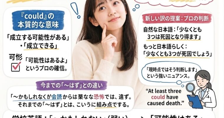 推量のcouldは「でしょう」の訳が合う！　could beは「かもしれない」より「かもよ！」（公開）